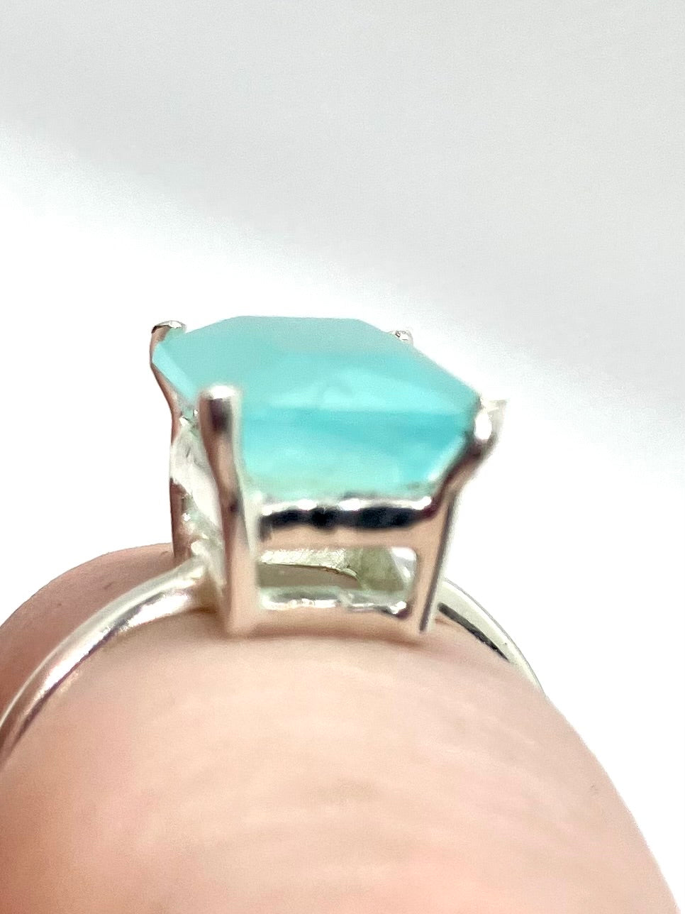 Sterling silver Teal Smithsonite solitaire Ring!!