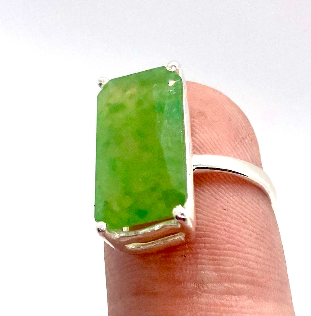 Natural 6CT Green Grass Garnet sterling silver ring!