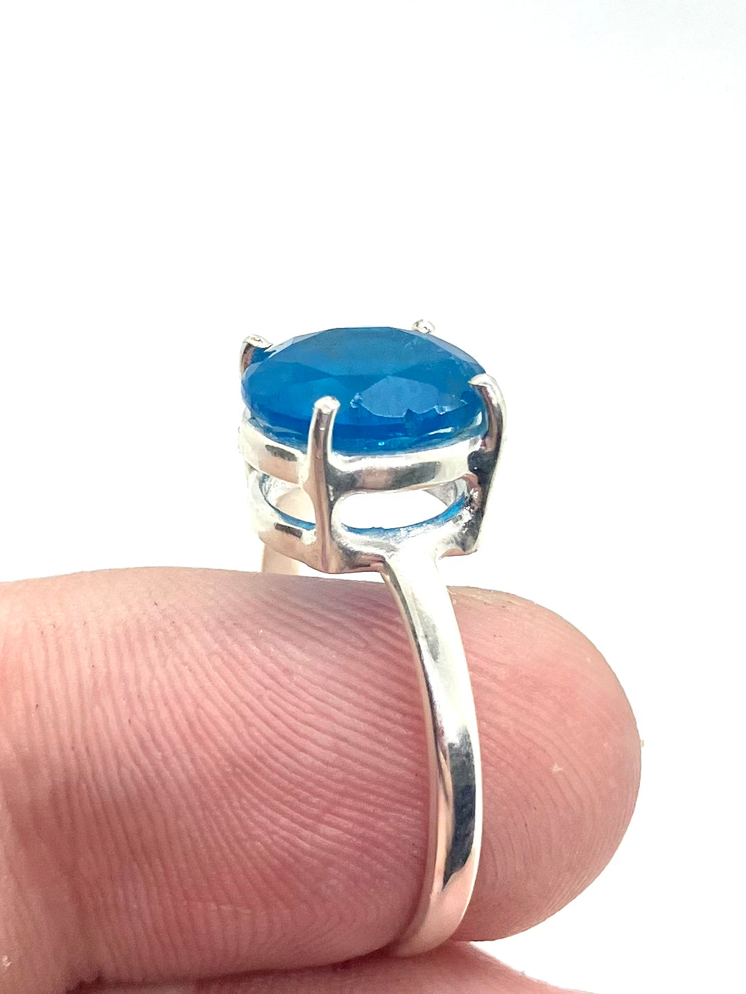 Large 5CT Natural Color-Change Apatite Sterling silver Ring!!