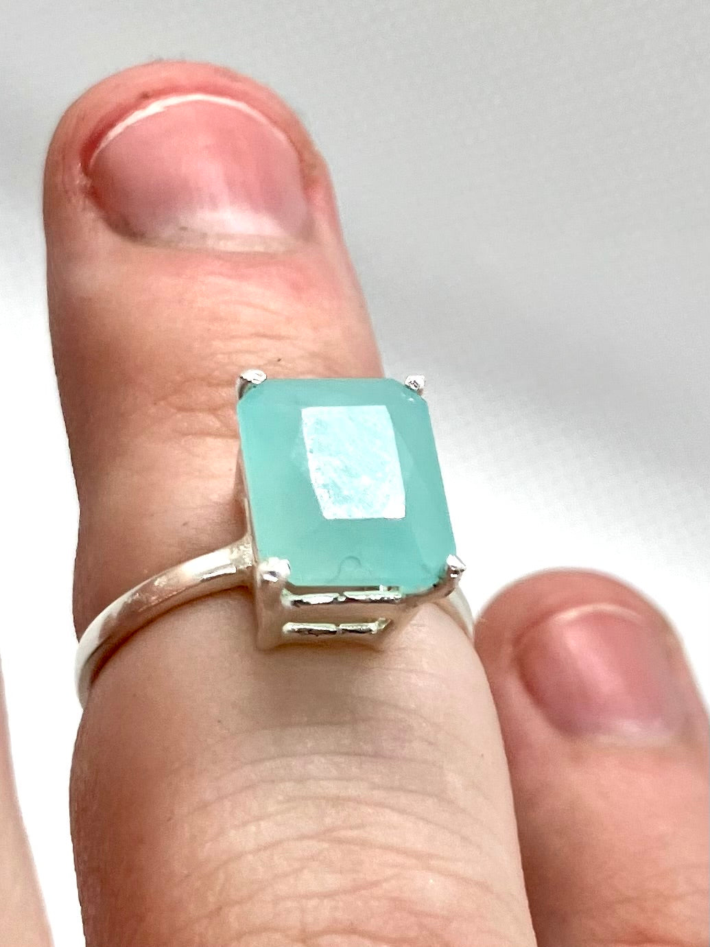 Sterling silver Teal Smithsonite solitaire Ring!!