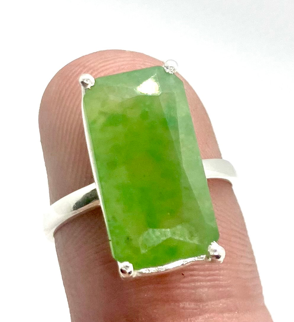 Natural 6CT Green Grass Garnet sterling silver ring!