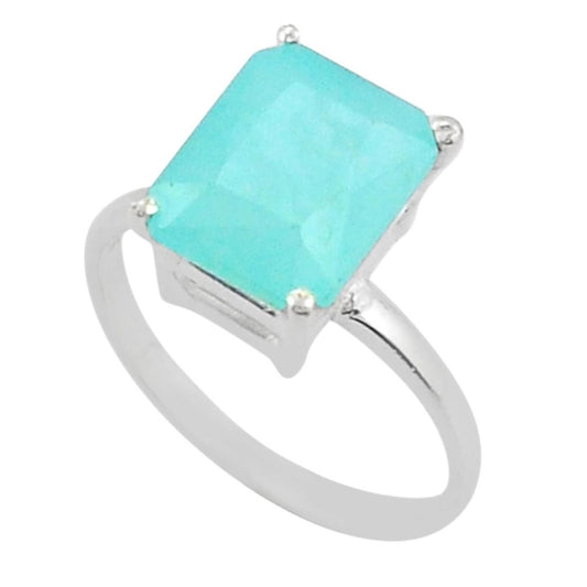 Sterling silver Teal Smithsonite solitaire Ring!!