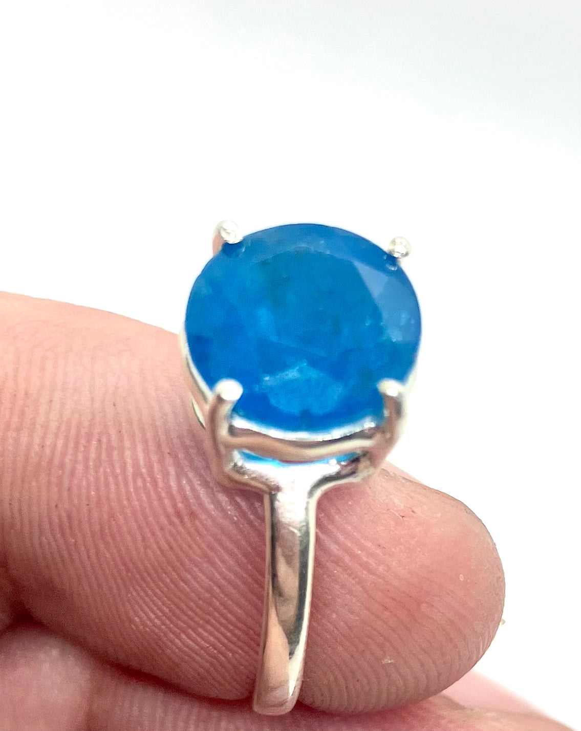 Large 5CT Natural Color-Change Apatite Sterling silver Ring!!