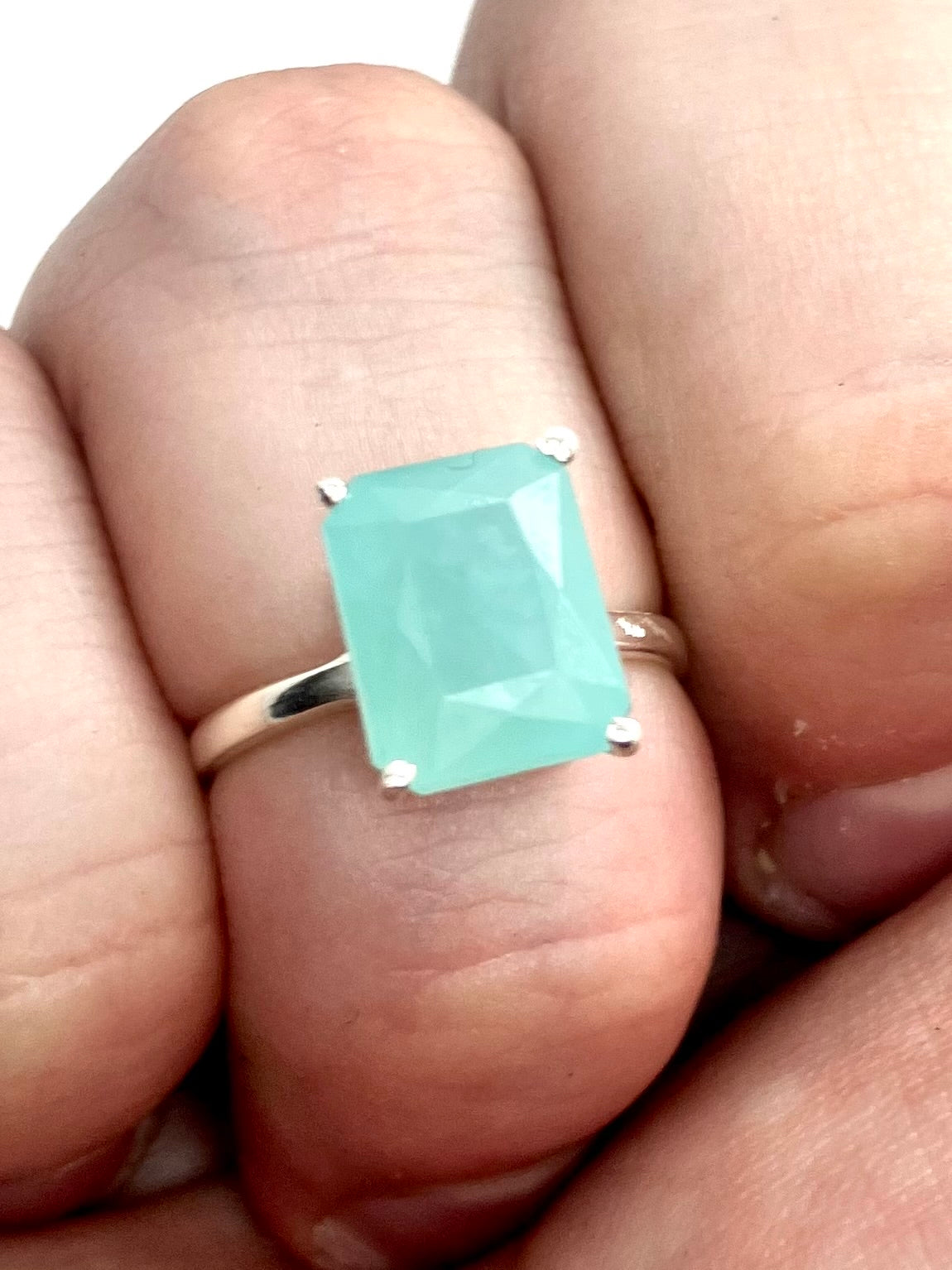 Sterling silver Teal Smithsonite solitaire Ring!!