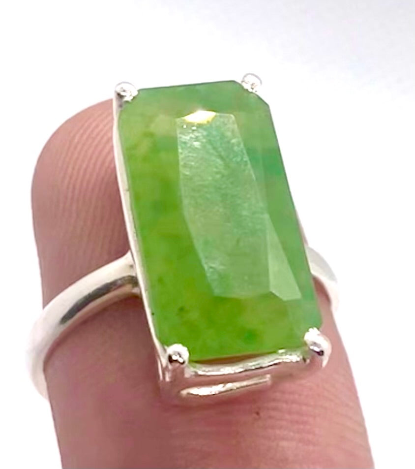 Natural 6CT Green Grass Garnet sterling silver ring!