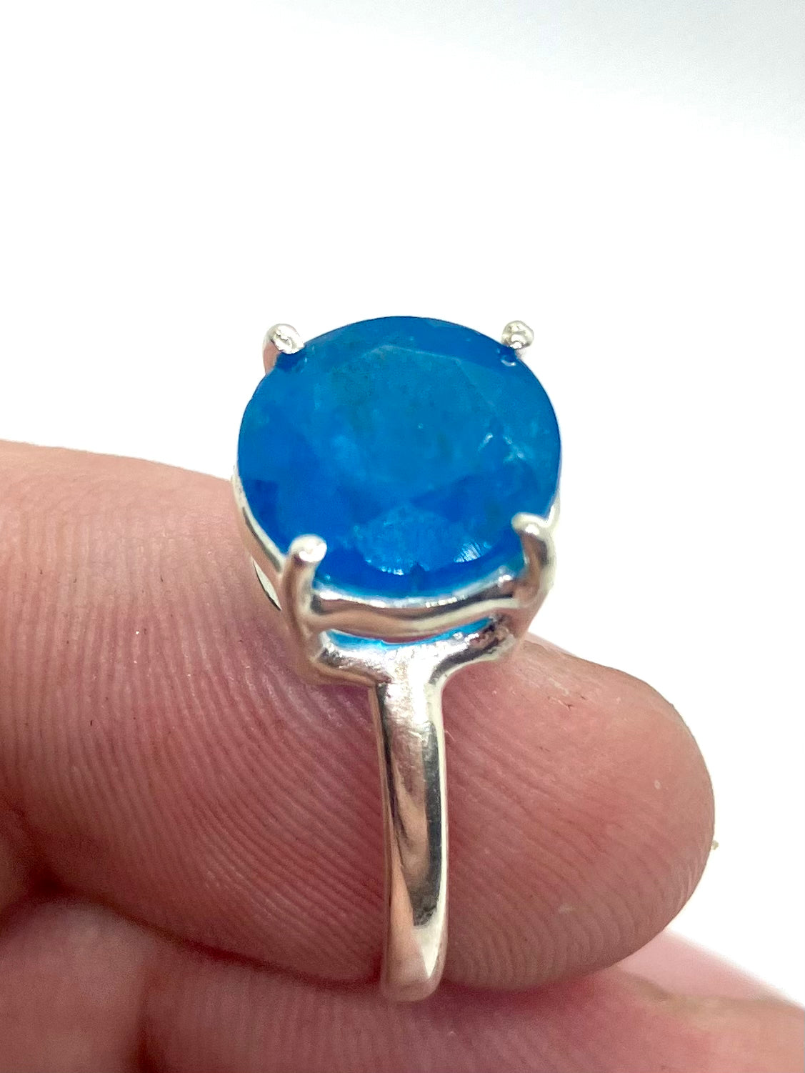 Large 5CT Natural Color-Change Apatite Sterling silver Ring!!