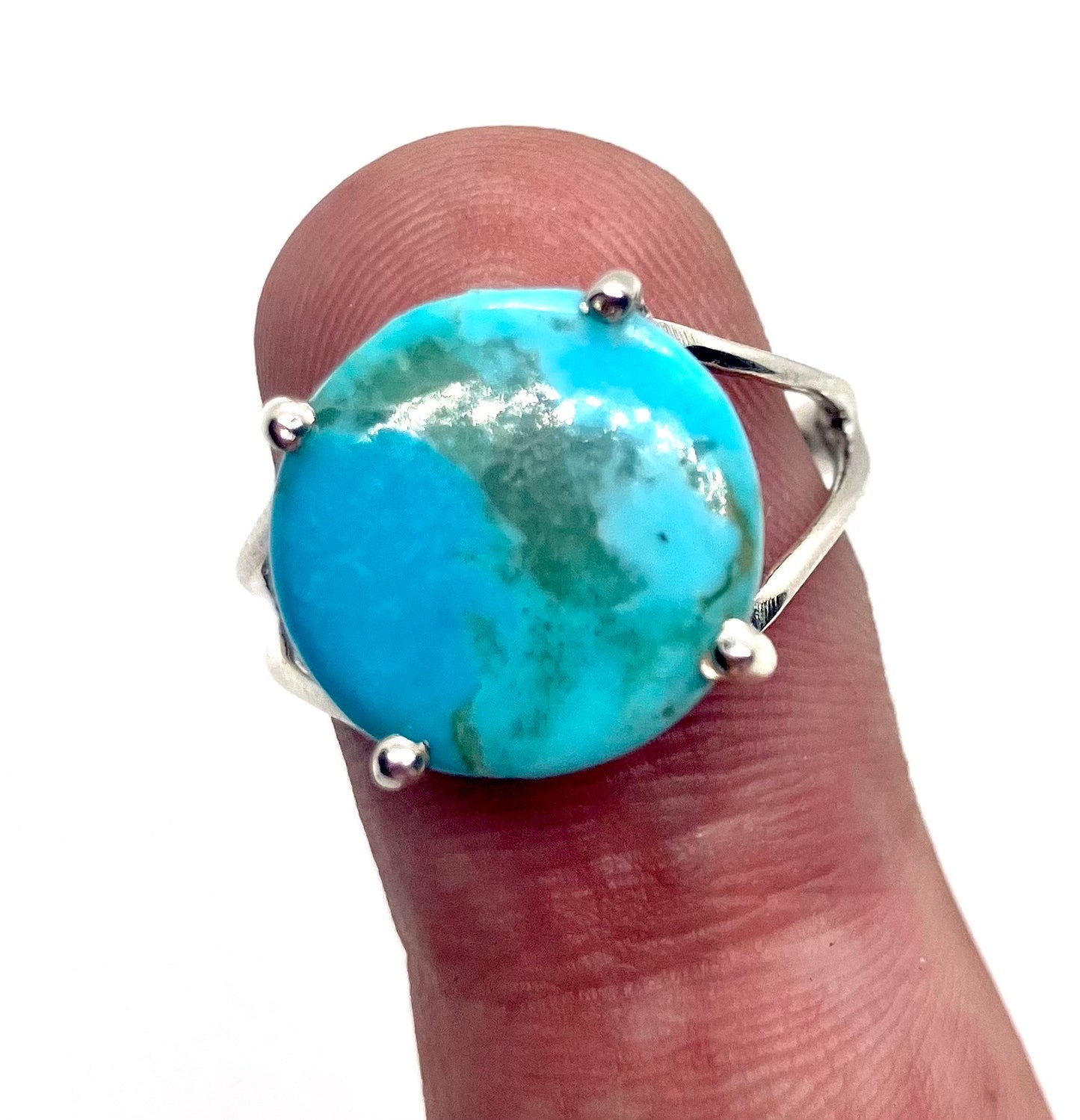 Natural Baby Blue Mohave Turquoise Sterling silver ring!