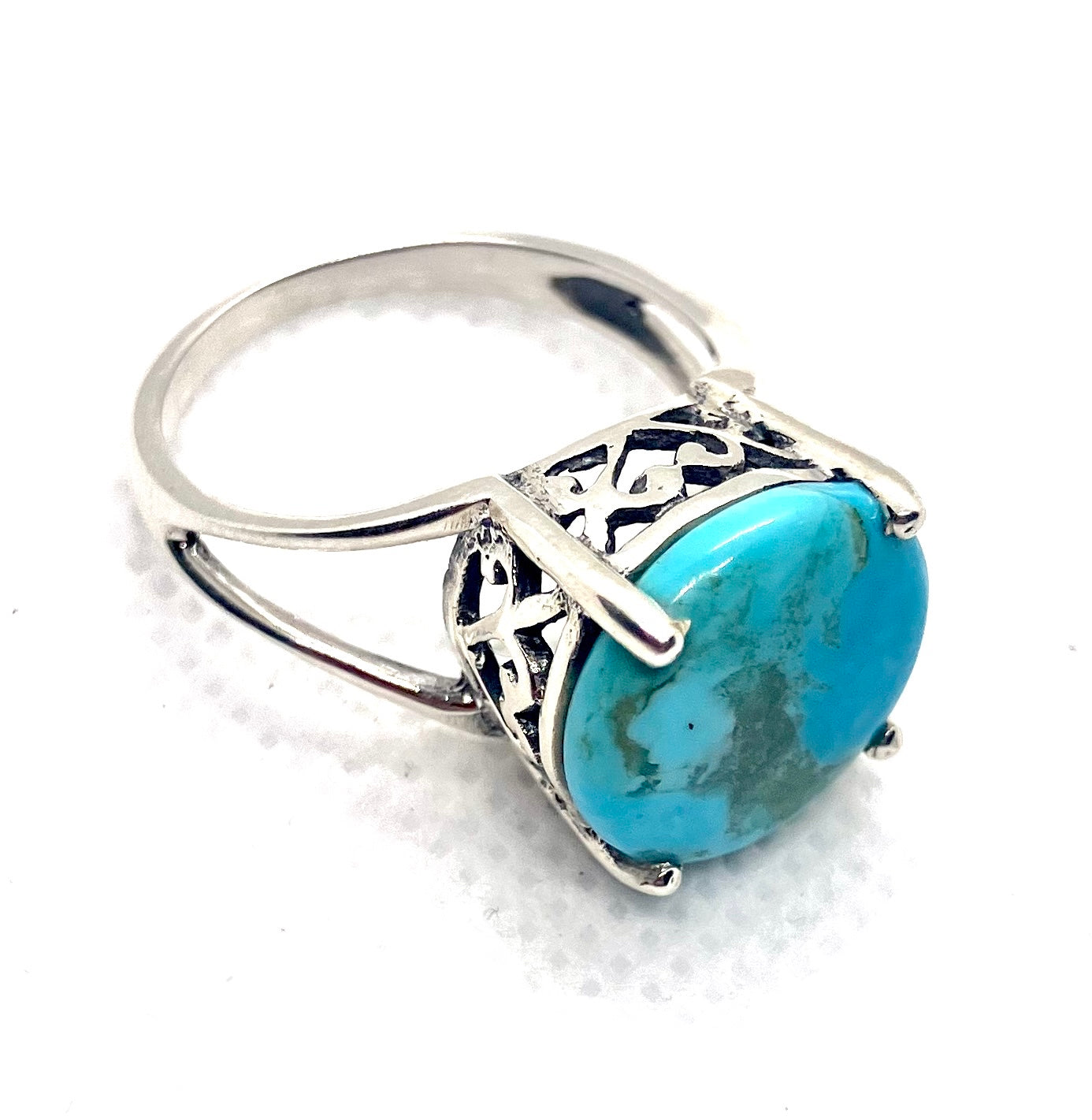 Natural Baby Blue Mohave Turquoise Sterling silver ring!