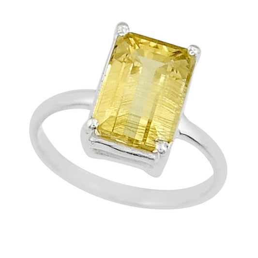 Natural Faceted Yellow Beryl Gemstone Sterling Silver Ring!! Heliodor!!!