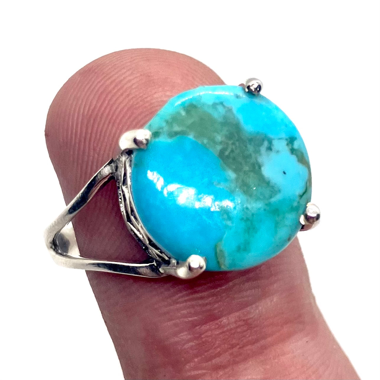 Natural Baby Blue Mohave Turquoise Sterling silver ring!