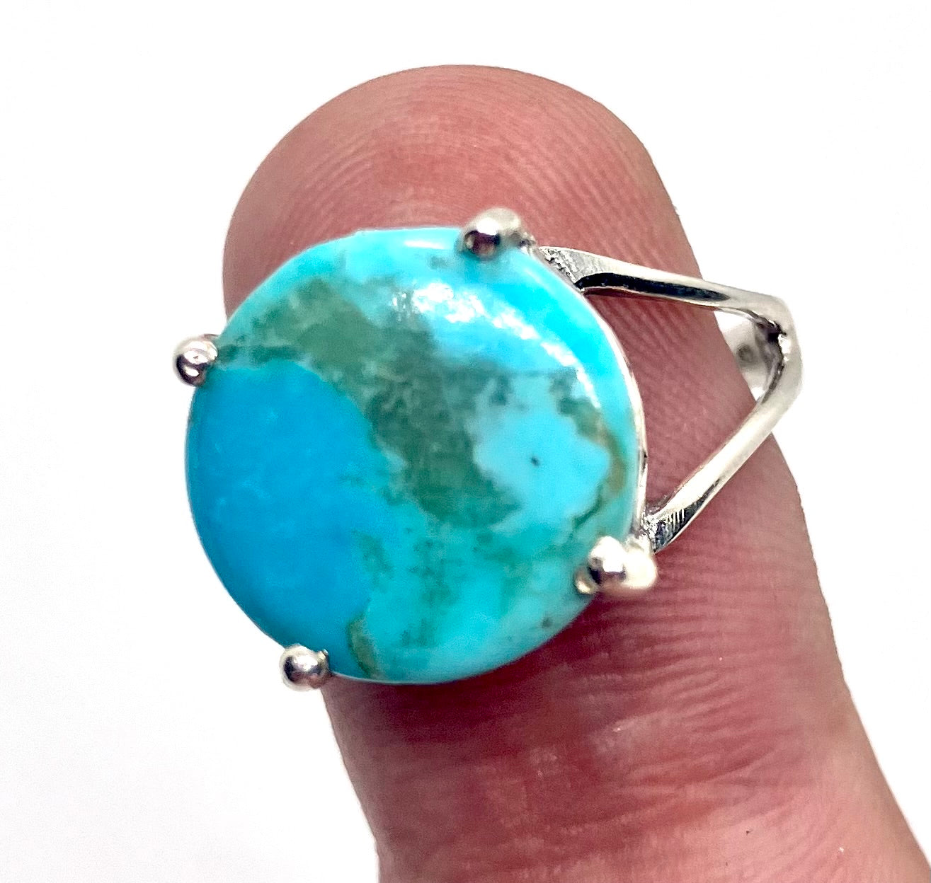 Natural Baby Blue Mohave Turquoise Sterling silver ring!