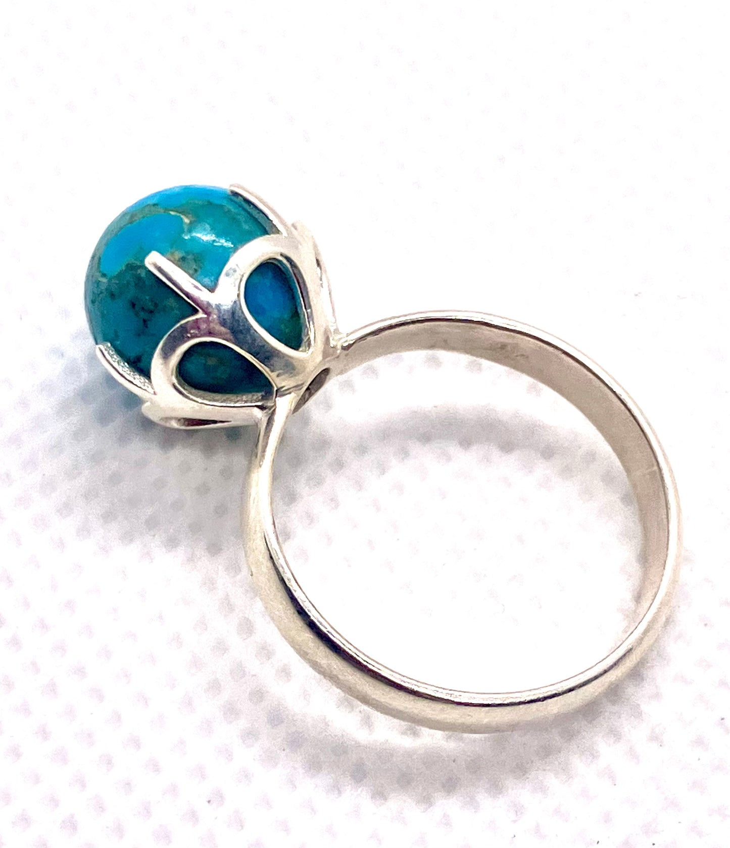 Natural Sky Blue Mohave Turquoise Sphere Sterling Silver Ring!!!