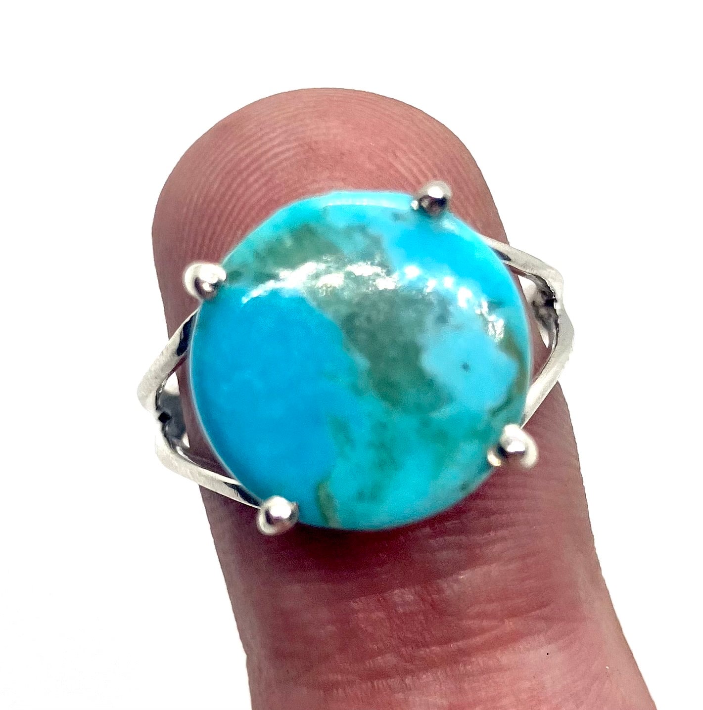 Natural Baby Blue Mohave Turquoise Sterling silver ring!