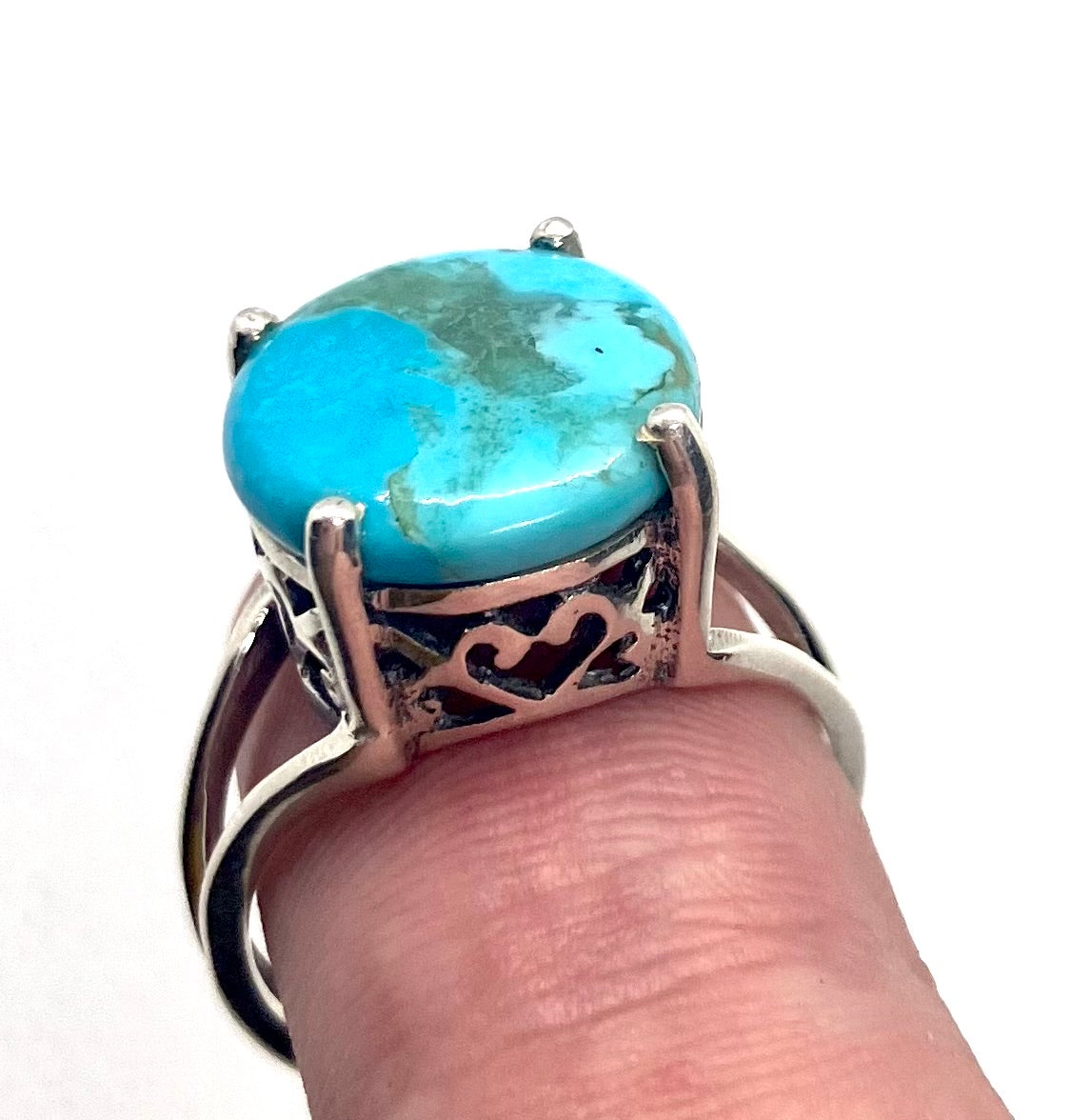 Natural Baby Blue Mohave Turquoise Sterling silver ring!